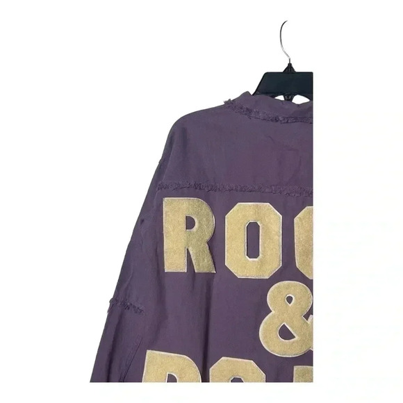 0636. J.NNA JEAN‎ JACKET LAVENDER IN COLOR WITH “ROCK AND ROLL” LETTER JACKET - Picture 10 of 11